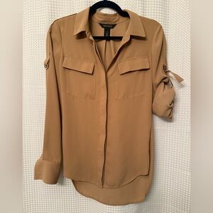 White House Black Market Tan Button-Down Shirt